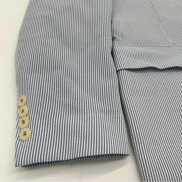 John Kent Collection Seersucker Blazer‎ Medium – Blue White Pinstripe - Picture 3 of 10